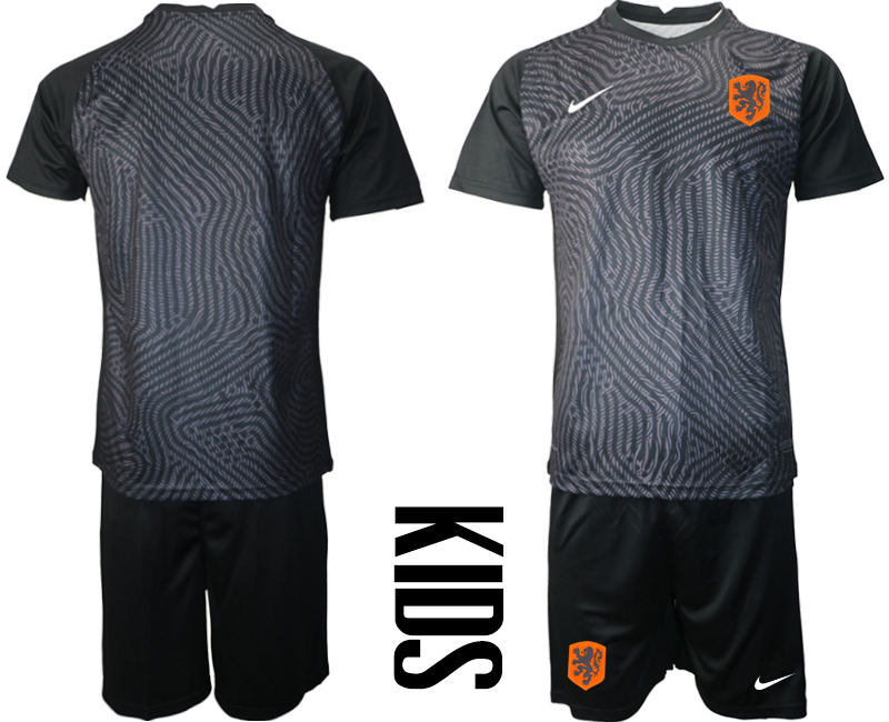 Cheap 2021 European Cup Netherlands black Youth goalkeeper soccer jerseys